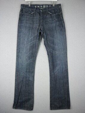 Earnest Sewn Ace.06b Made in USA Straight Boot Cut Dark Wash Denim Jeans 34x34